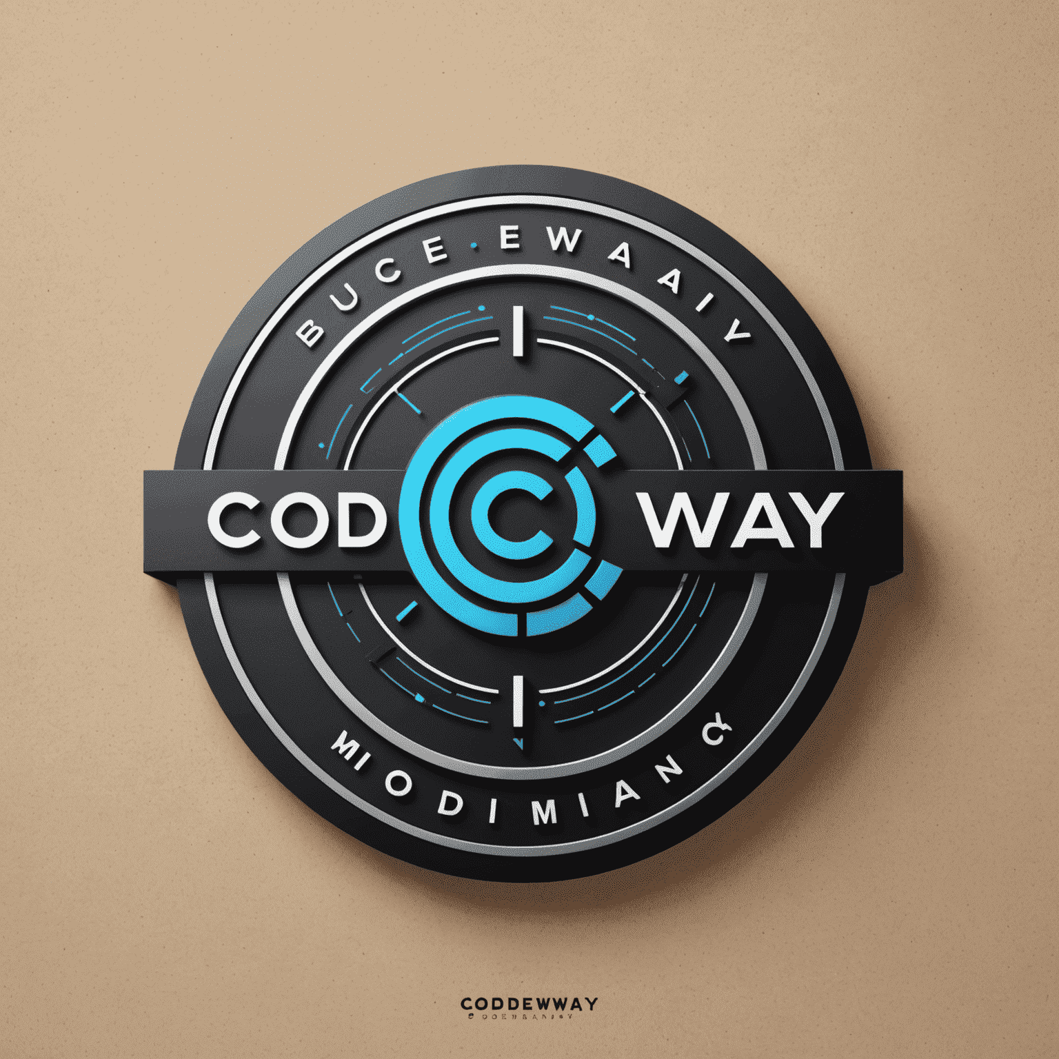 Logo firmy Codeway przedstawiające nowoczesny, futurystyczny design z elementami kodu