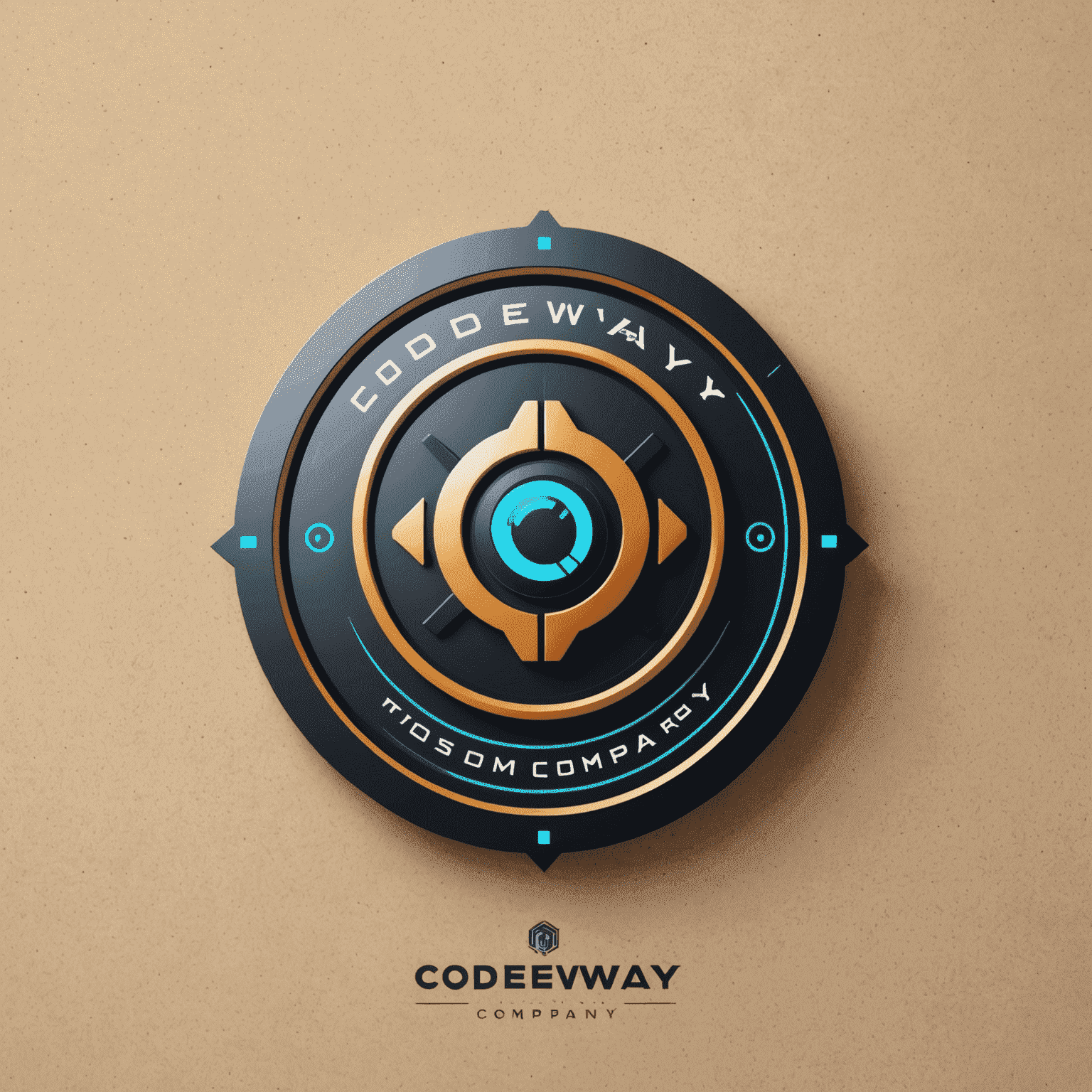 Logo firmy Codeway przedstawiające nowoczesny, futurystyczny design z elementami kodu