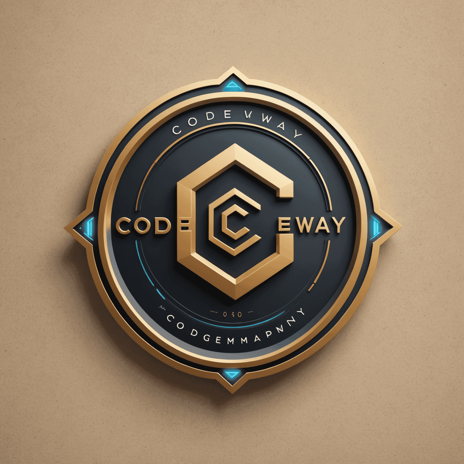 Logo firmy Codeway przedstawiające nowoczesny, futurystyczny design z elementami kodu