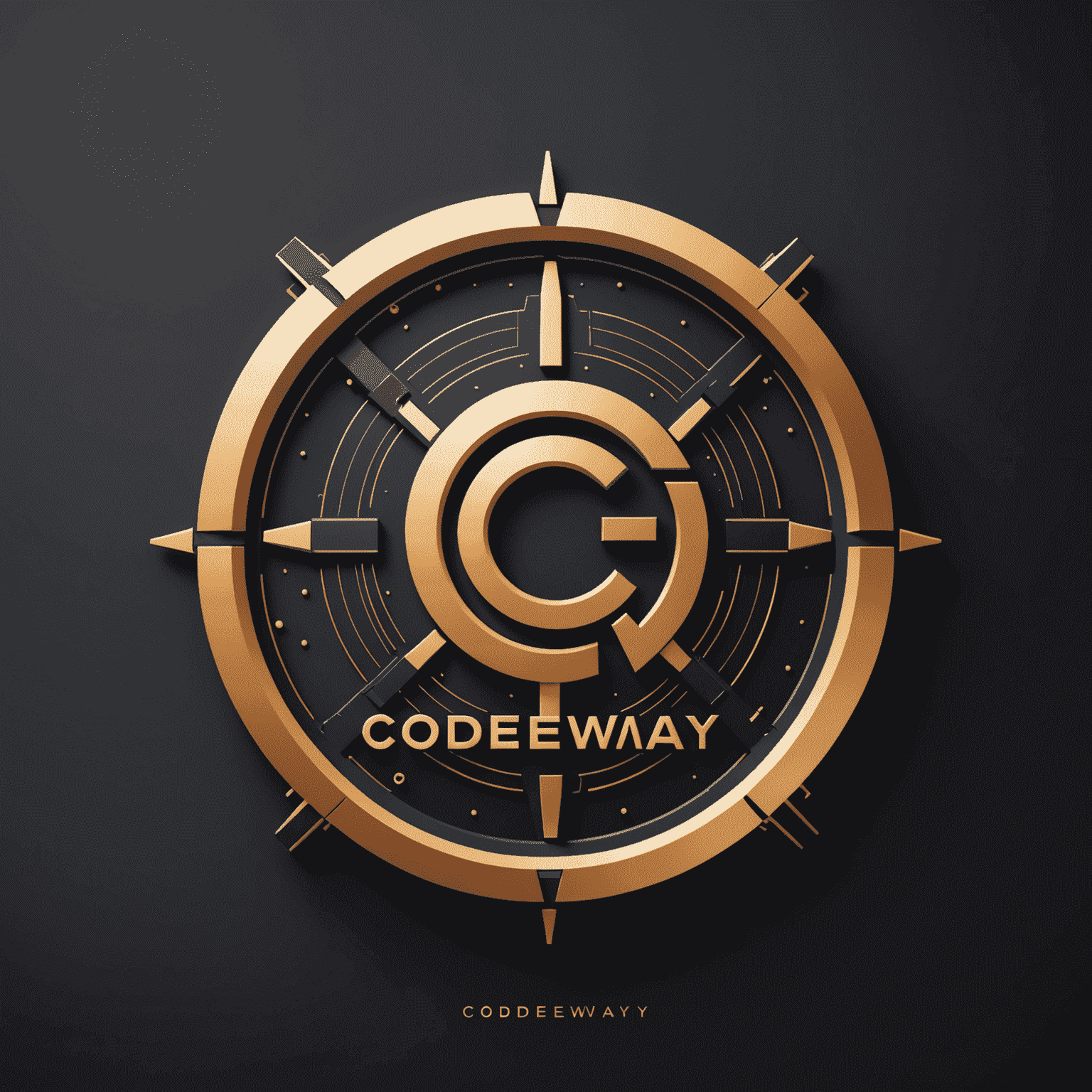 Logo firmy Codeway przedstawiające nowoczesny, futurystyczny design z elementami kodu