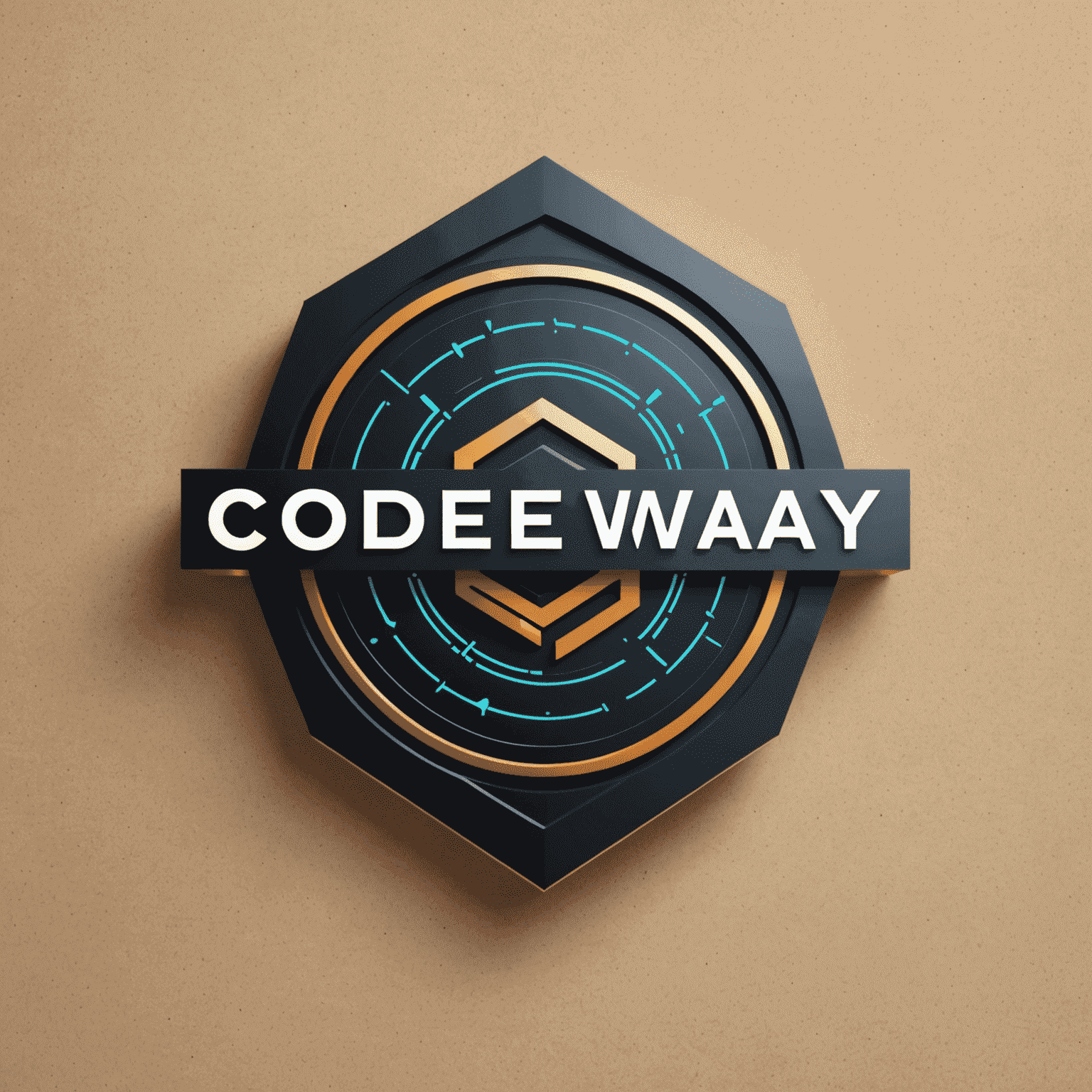 Logo firmy Codeway przedstawiające nowoczesny, futurystyczny design z elementami kodu